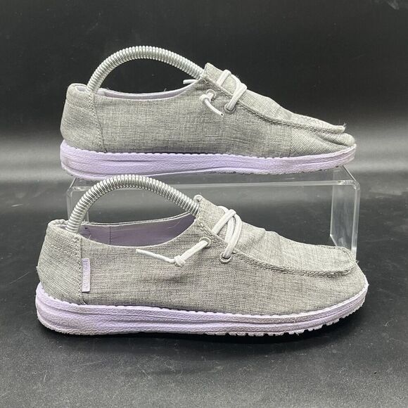 Hey Dude Wendy Youth size 2 sparkling grey lilac 130123166 casual slip on - Picture 1 of 8